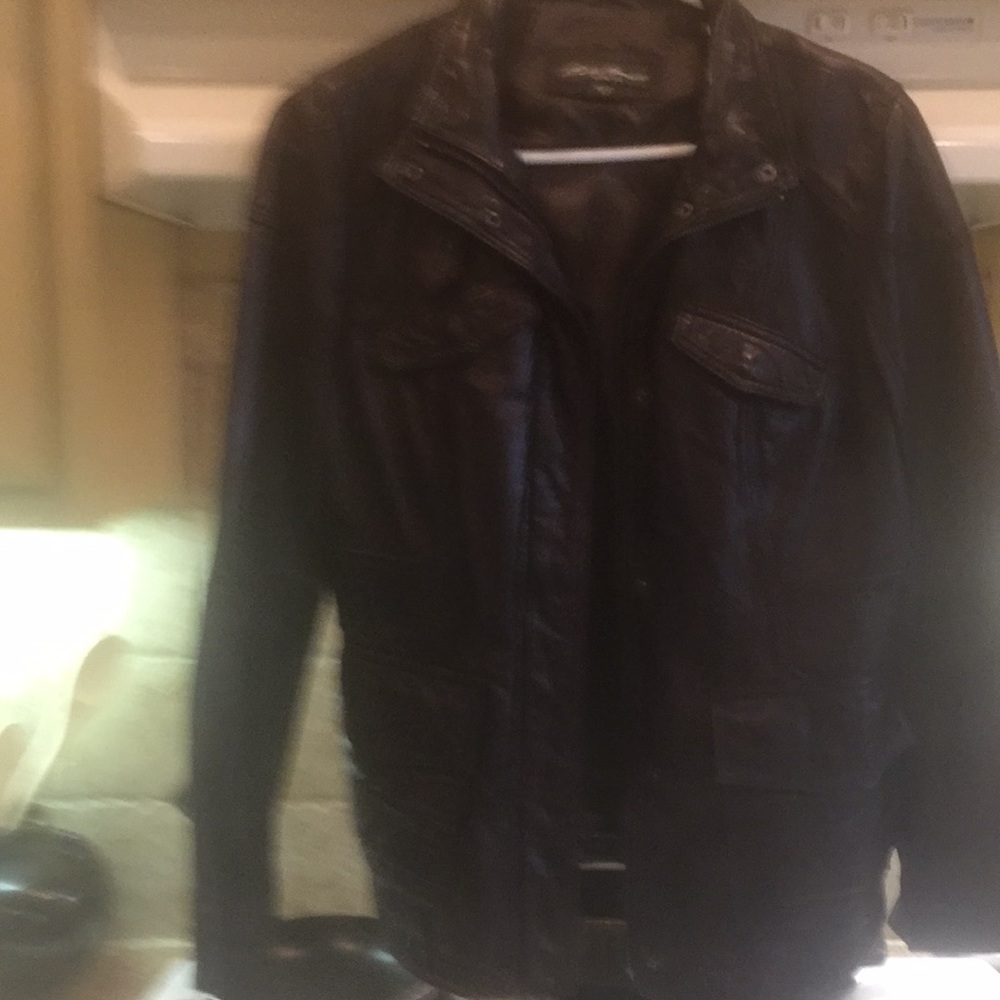 A  beautiful Cognac brown leather jacket.